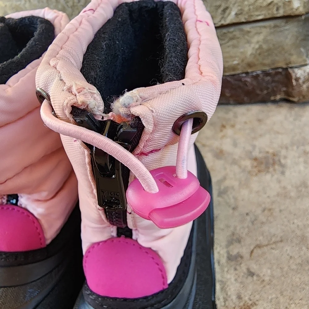 Pink and Black Kamik Girls Snow Boots Size 8